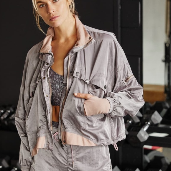 Free People Jackets & Blazers - FREE PEOPLE Opal ROSE SUDT Workout Jacket NWOT! L!
